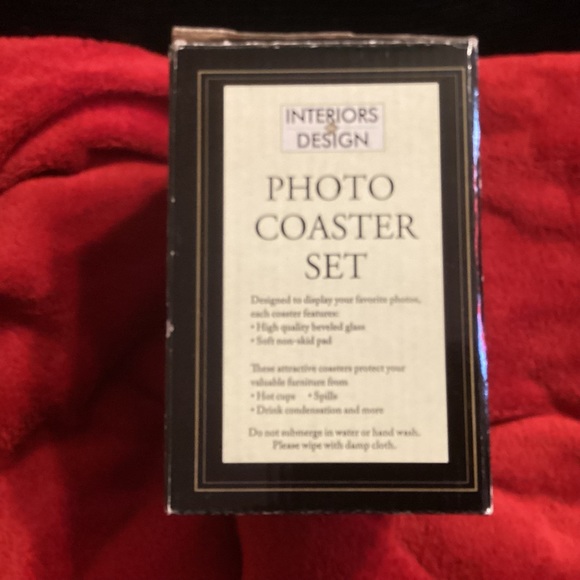 New Interior Designs photo coaster set of 4 glass insert coasters and holder - Picture 2 of 2